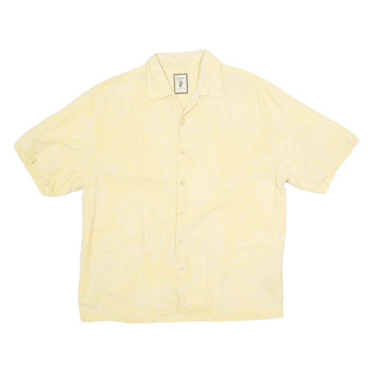 JAMAICA JAXX Mens Hawaiian Shirt Yellow Crazy Pattern M