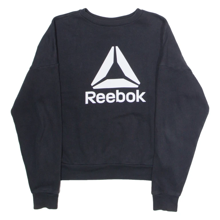 REEBOK Womens Sweatshirt Black Crew Neck XS