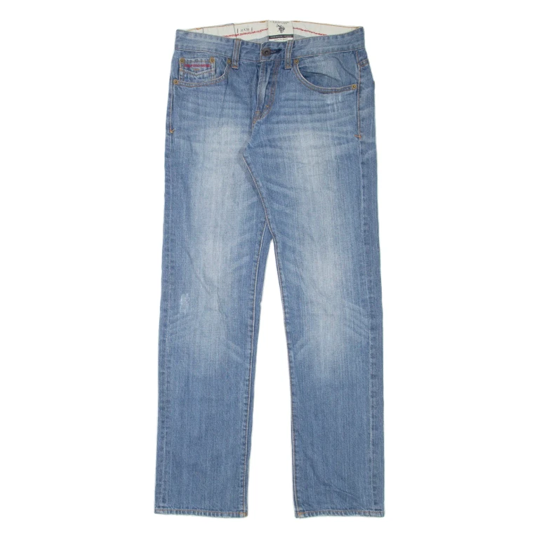 U.S POLO ASSN. Mens Jeans Blue Regular Straight Stone Wash W31 L32