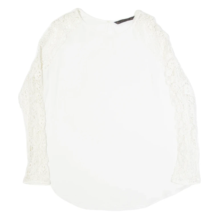 ZARA BASIC Womens Blouse Cream Long Sleeve L
