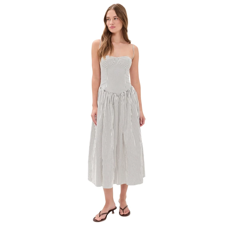 o. p.t Ava Dress Cream Brown Stripe L