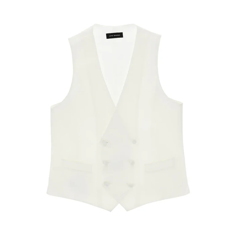 Double-breasted satin vest Man 46