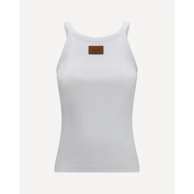 FENDI Ribbed cotton tank Top Female M