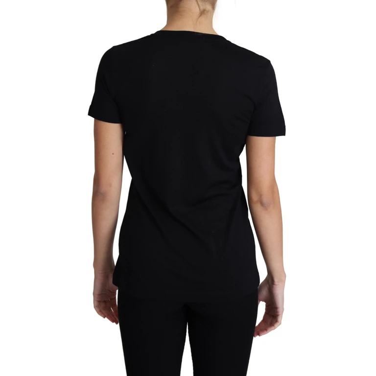 Dolce & Gabbana Black Wool Round Neck Short Sleeves T-Shirt - Women