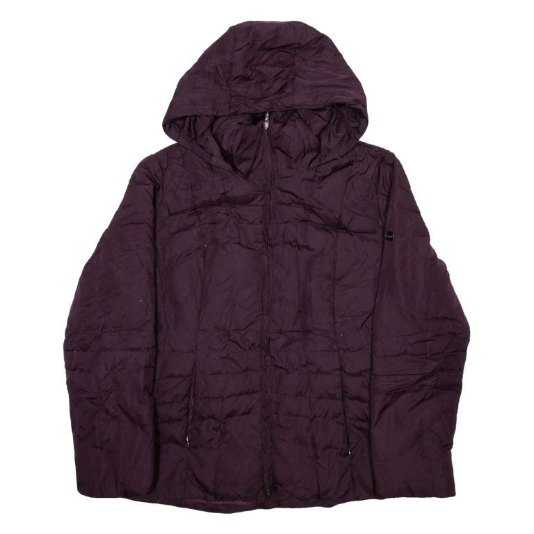 CALVIN KLEIN Sherpa Lined Womens Puffer Coat Purple Hooded L