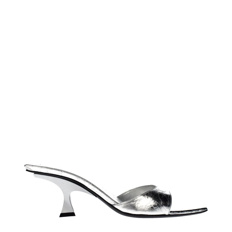 The Attico Gray Leather Flat Sandals - Women