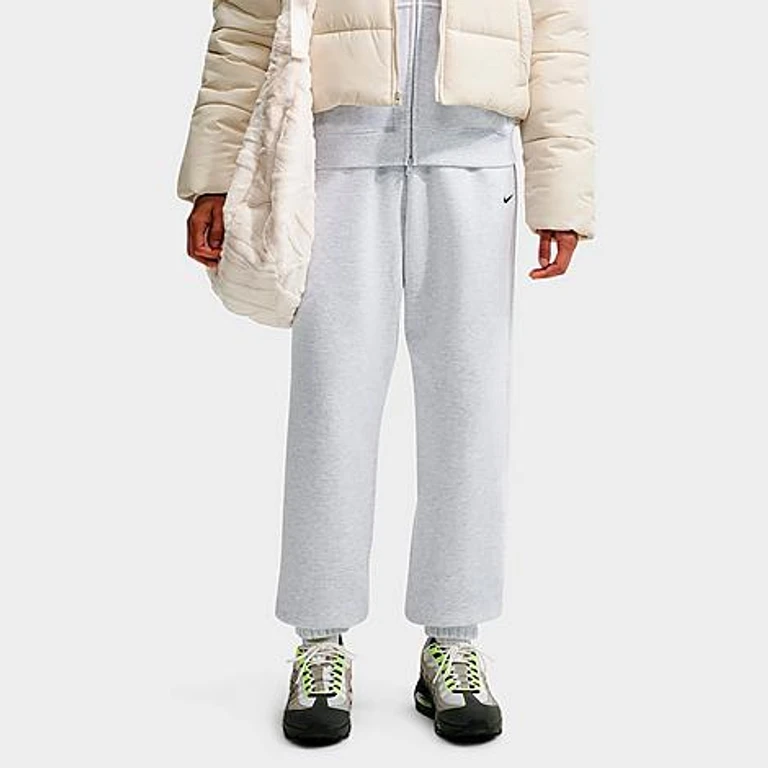 Studio Fleece Medium-Weight High-Rise Oversized Cuffed Pants en Birch Heather/Black