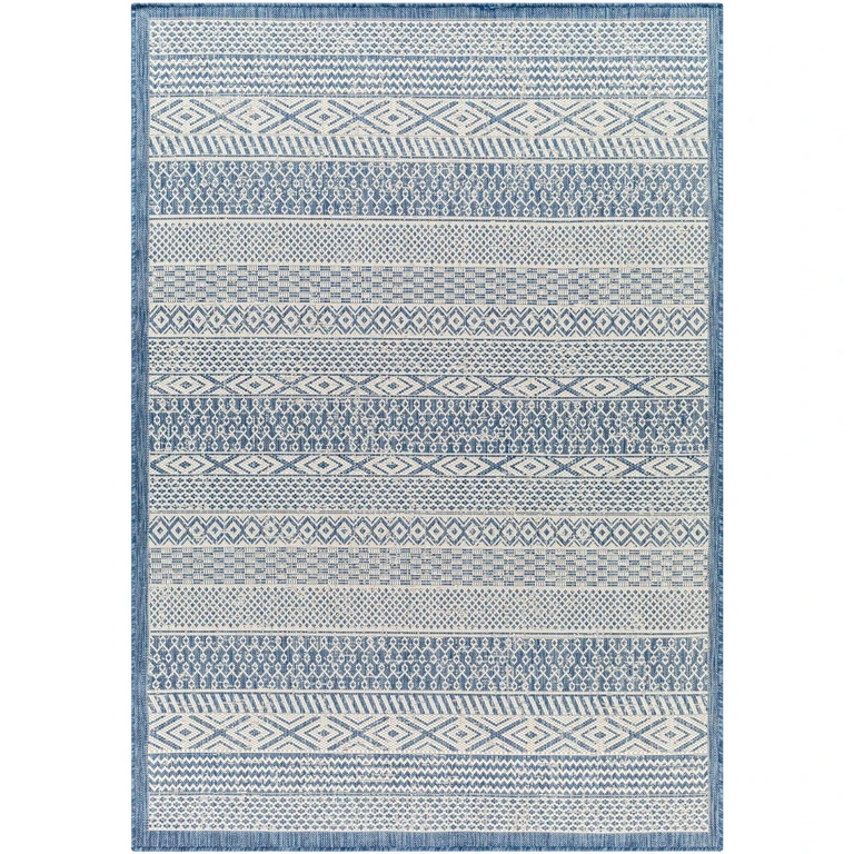 Humla Blue Aztec Outdoor Area Rug - Clearance