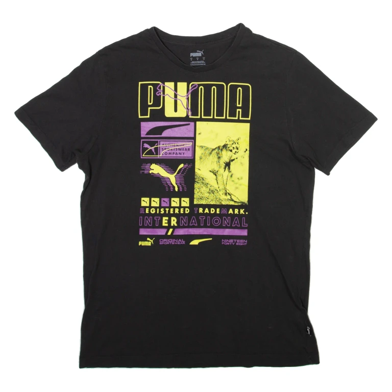 PUMA Mens T-Shirt Black Crew Neck S