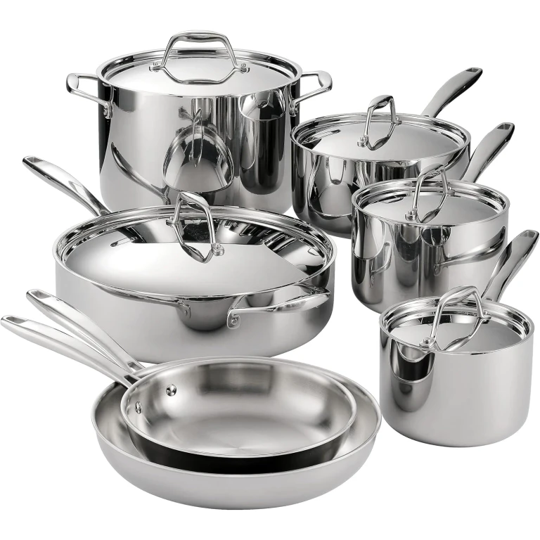 Tri-Ply Clad Stainless Steel 12-Piece Cookware Set with Lids, Pots and Pans Kitchen Set