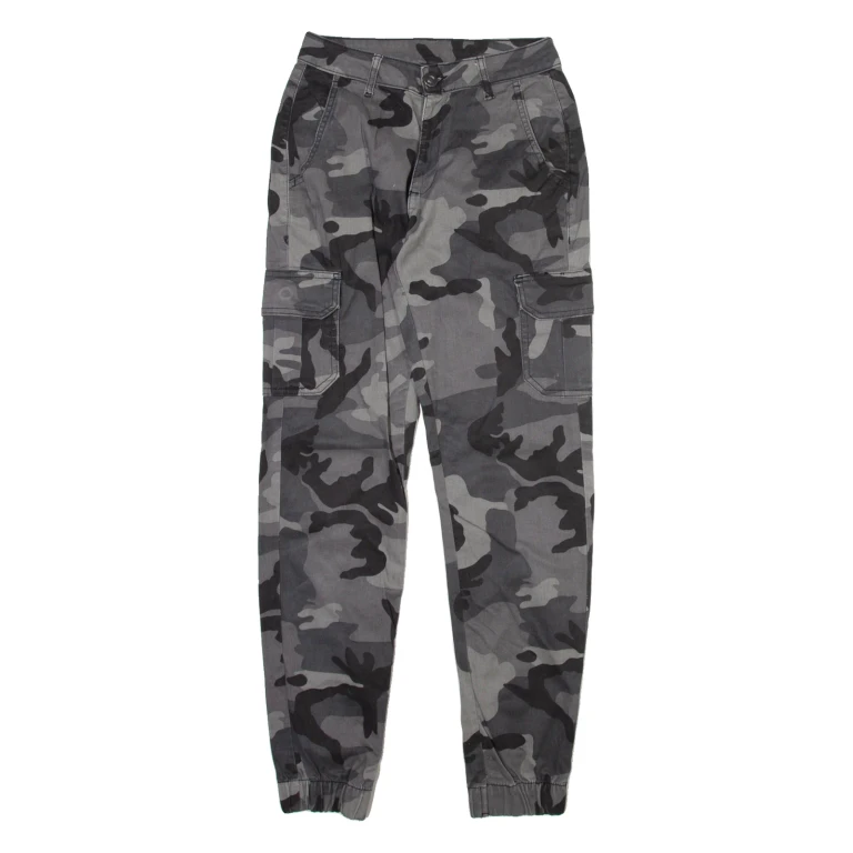 URBAN CLASSICS Camo Cargo Mens Trousers Grey Regular Tapered W26 L30