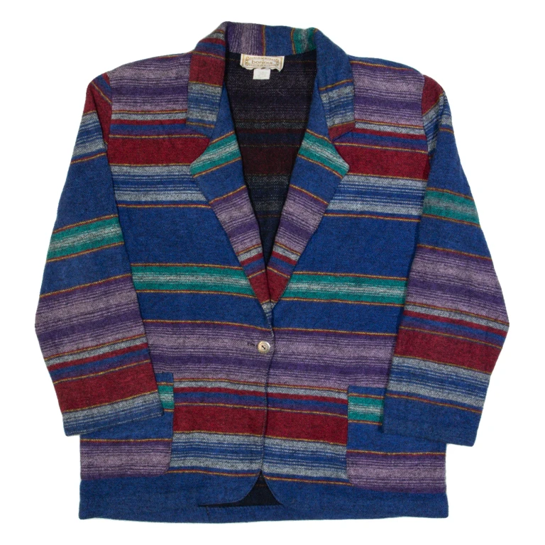 BONJOUR Shacket Womens Blazer Jacket Blue 90s Striped M