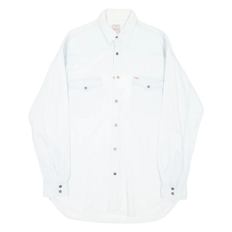 TEDDY'S Mens Denim Shirt Blue Long Sleeve M