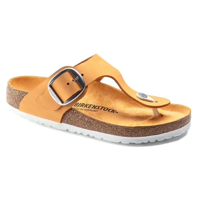 Gizeh Big Buckle Nubuck Leather Apricot Sandals