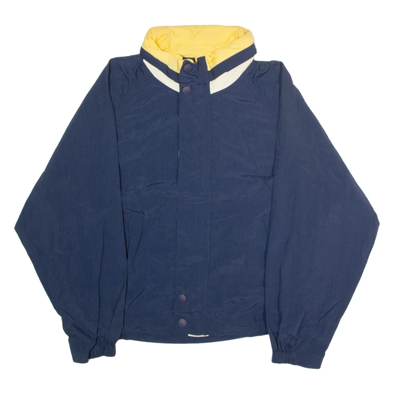 IC Mens Windbreaker Jacket Blue Nylon 90s Hooded L
