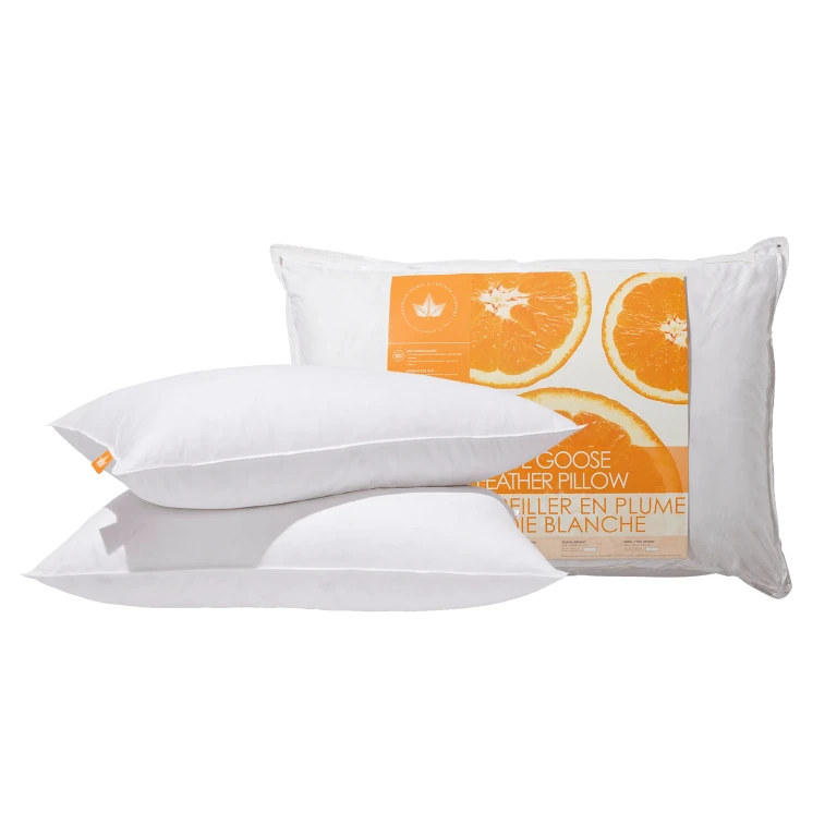White Goose Feather Pillow, Firm Support 2 Pack