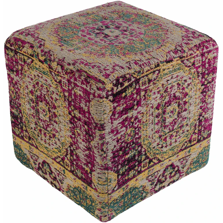 Gretna Magenta Ottoman Pouf