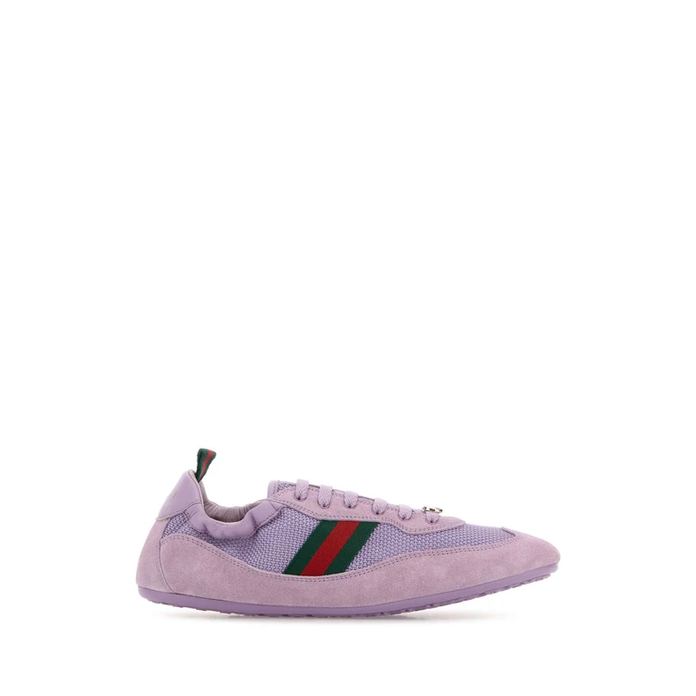 Lilac Fabric And Suede Gucci Shift Sneakers Rgrgrgvrvrgrgv Calf Skin - Women