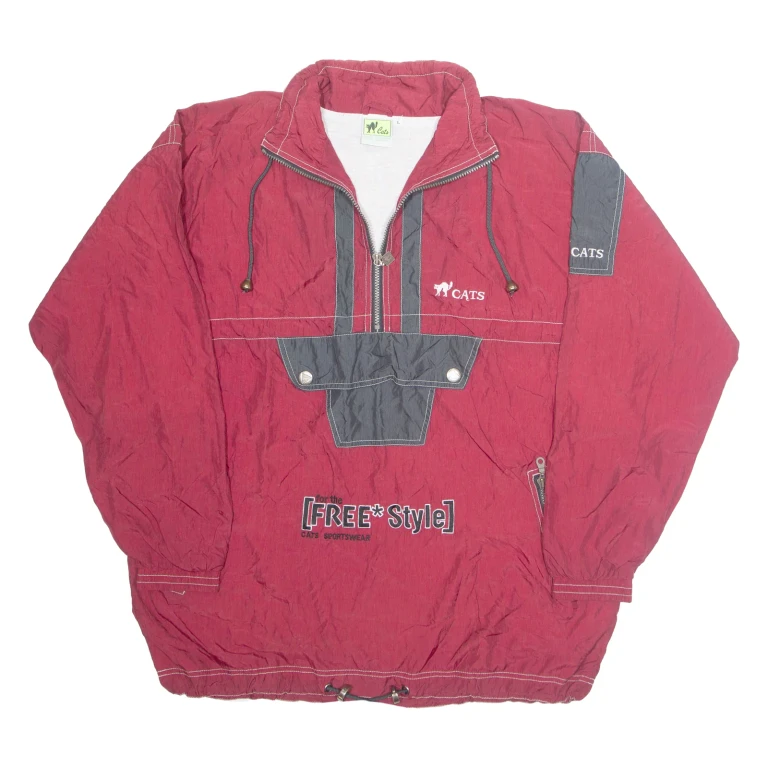 CAT Mens Pullover Jacket Red Nylon L