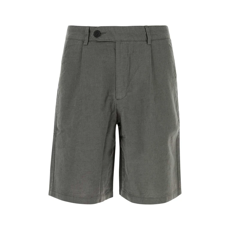 Dark Grey Linen Blend Bermuda Shorts Exterior: Cotton - Men