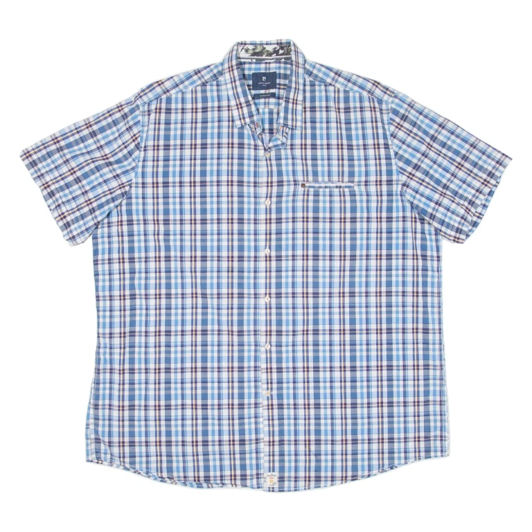 PIERRE CARDIN Mens Shirt Blue Check 2XL