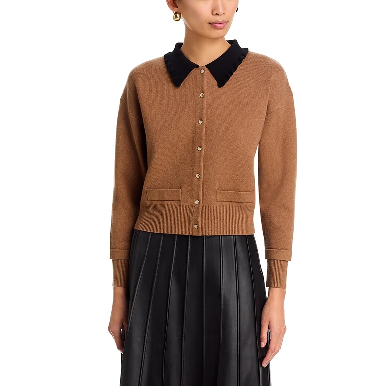 Sioni Contrast Collar Cardigan Sweater