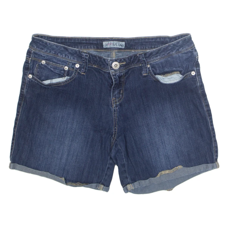 GUESS Cut Off Womens Denim Shorts Blue L W34