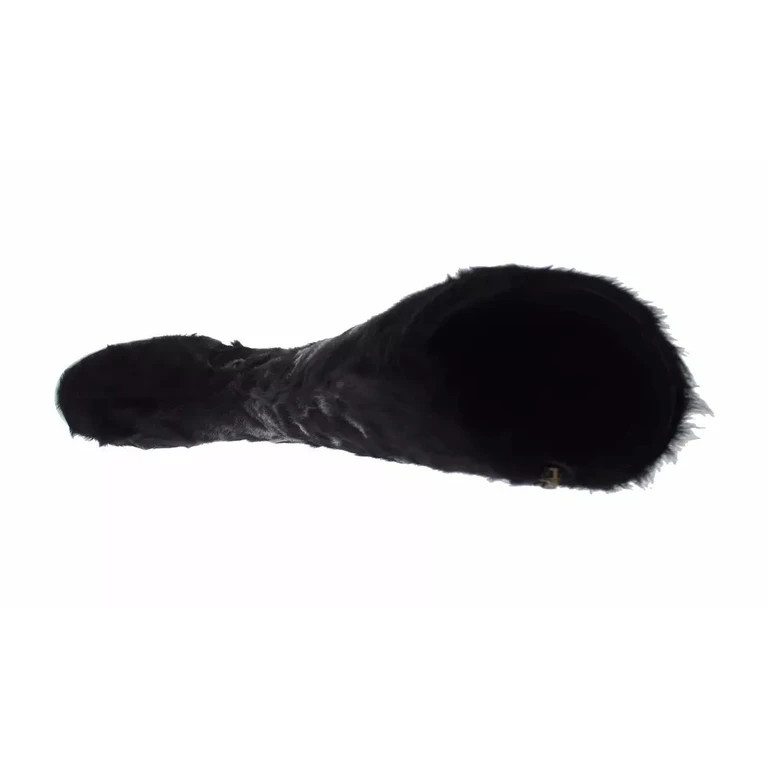 Dolce & Gabbana Black Xiangao Lamb Fur Leather Boots Shoes - Women
