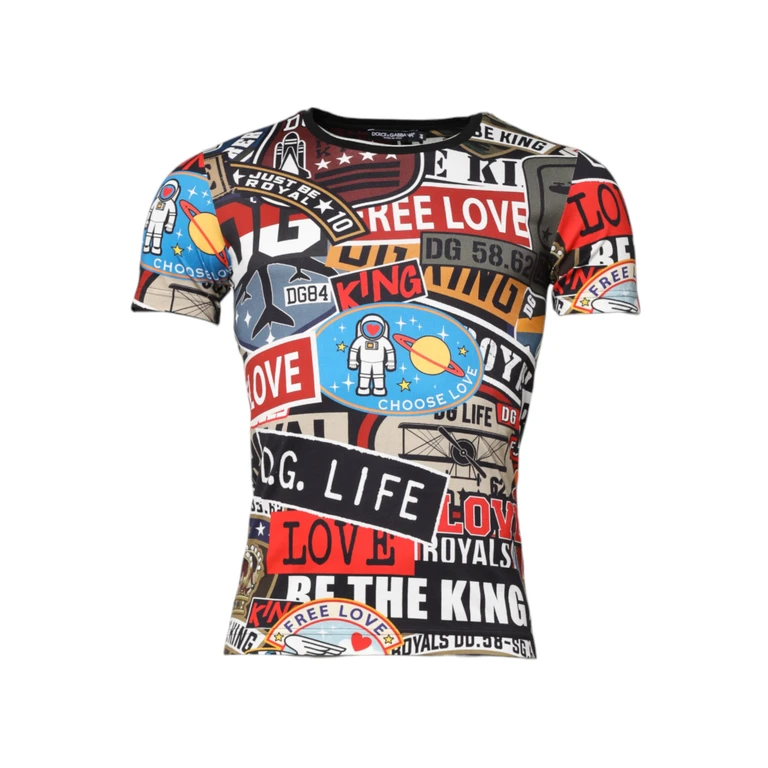 Dolce & Gabbana Multicolor Patchwork Cotton Crew Neck T-Shirt - Men