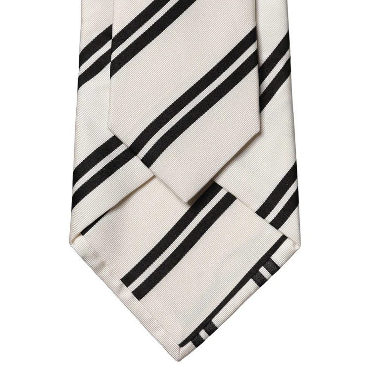 Dolce & Gabbana White Black Stripes Silk Adjustable Women Necktie Tie And - Women