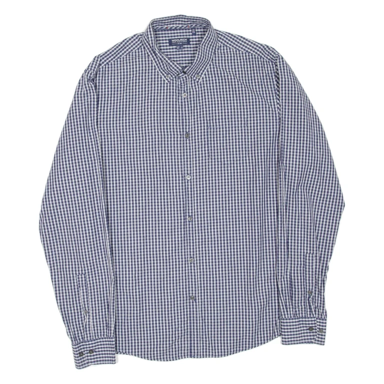 WOOLRICH Mens Shirt Blue Check Long Sleeve XL
