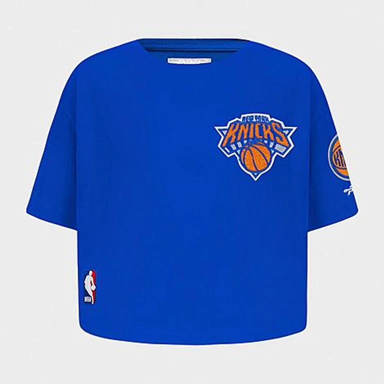 Pro Standard Girls' Little Kids New York Knicks NBA Boxy Cropped T-Shirt in Royal Blue Size: 2T