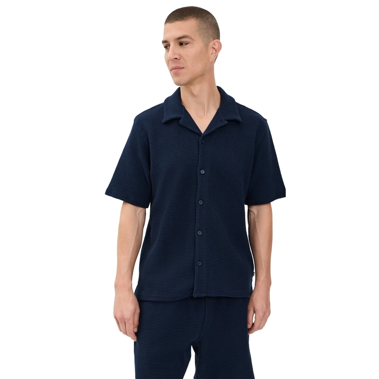Wax London Clayland Textured Interlock Shirt Navy XL