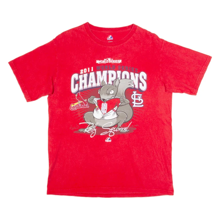 MAJESTIC 2011 World Series Champions Mens T-Shirt Red USA M