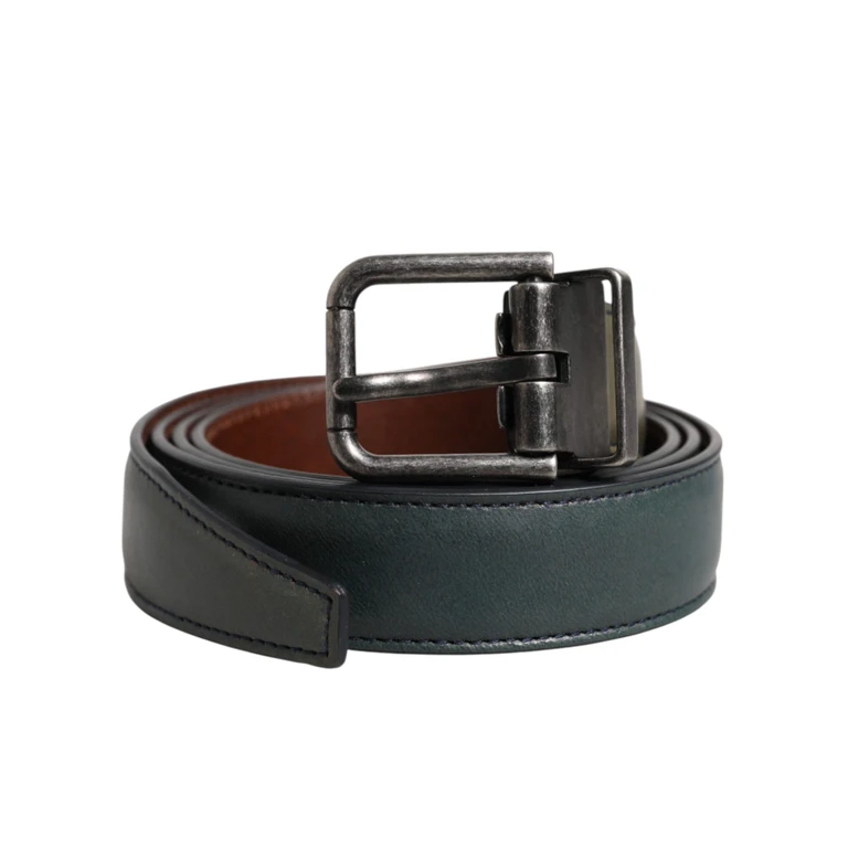 Dolce & Gabbana Green Classic Leather Metal Buckle Belt - Men