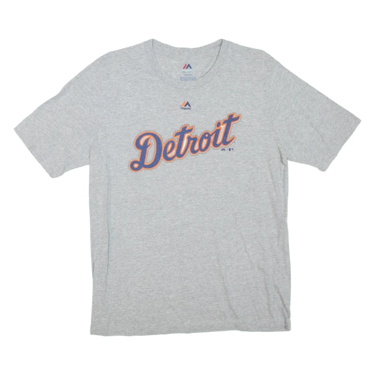 MAJESTIC Detroit Mens T-Shirt Grey USA XL