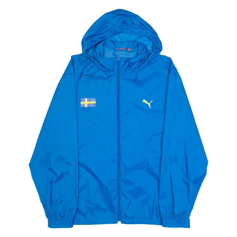 PUMA Swedish Mens Rain Jacket Blue Nylon Hooded S