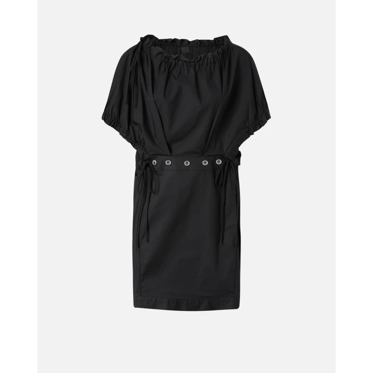 Pinko - Robe courte froncée en popeline avec boutons - XXS