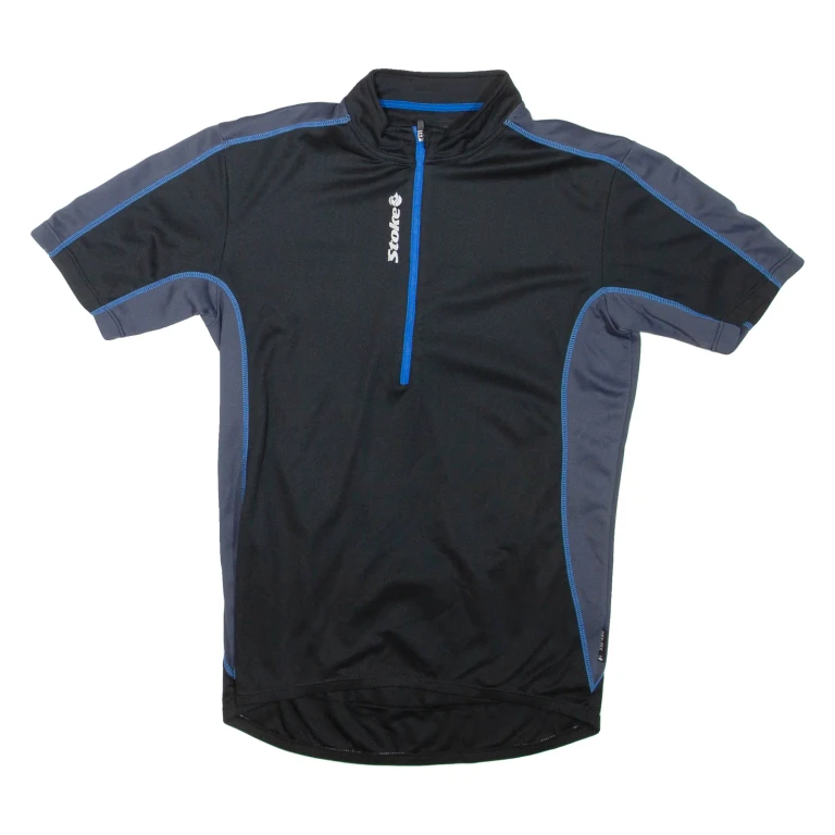 STOKE Cycling Mens T-Shirt Black 1/2 Zip M