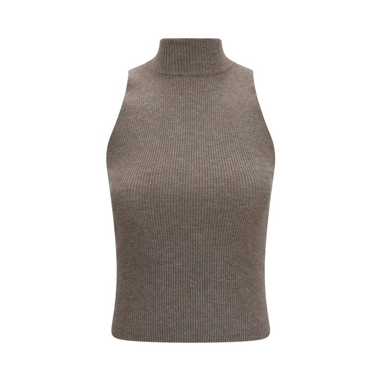Brown Cashmere Sleeveles Sweater Clothing - Women