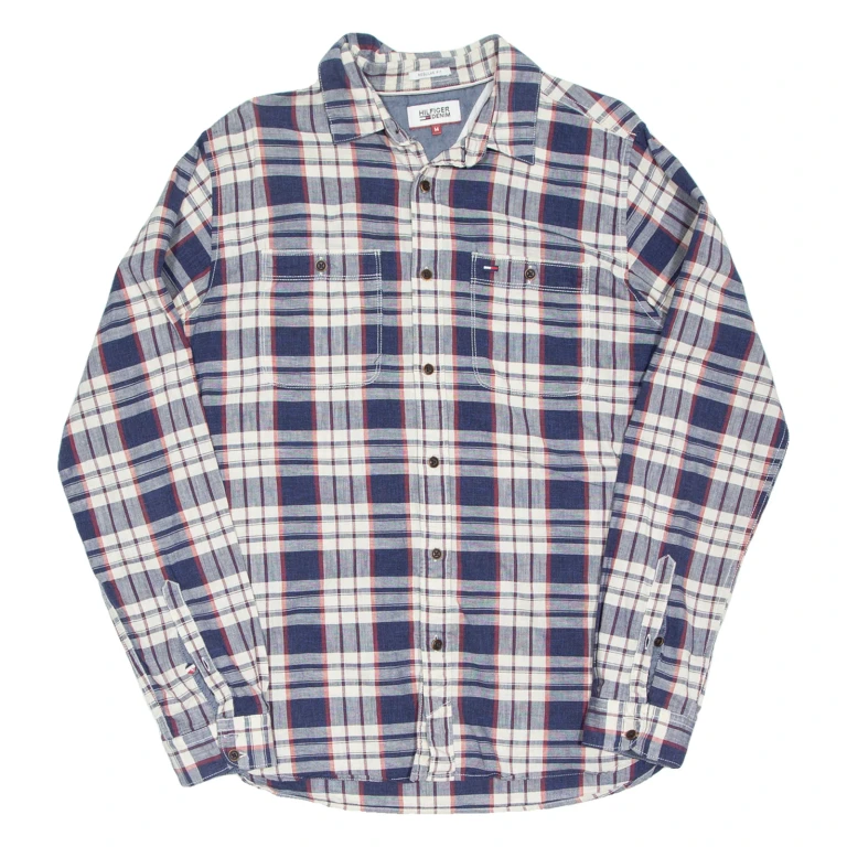 HILFIGER DENIM Mens Shirt Blue Check Long Sleeve M