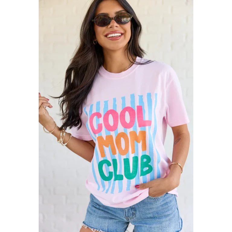 Cool Mom Club Multi Light Pink Graphic Tee