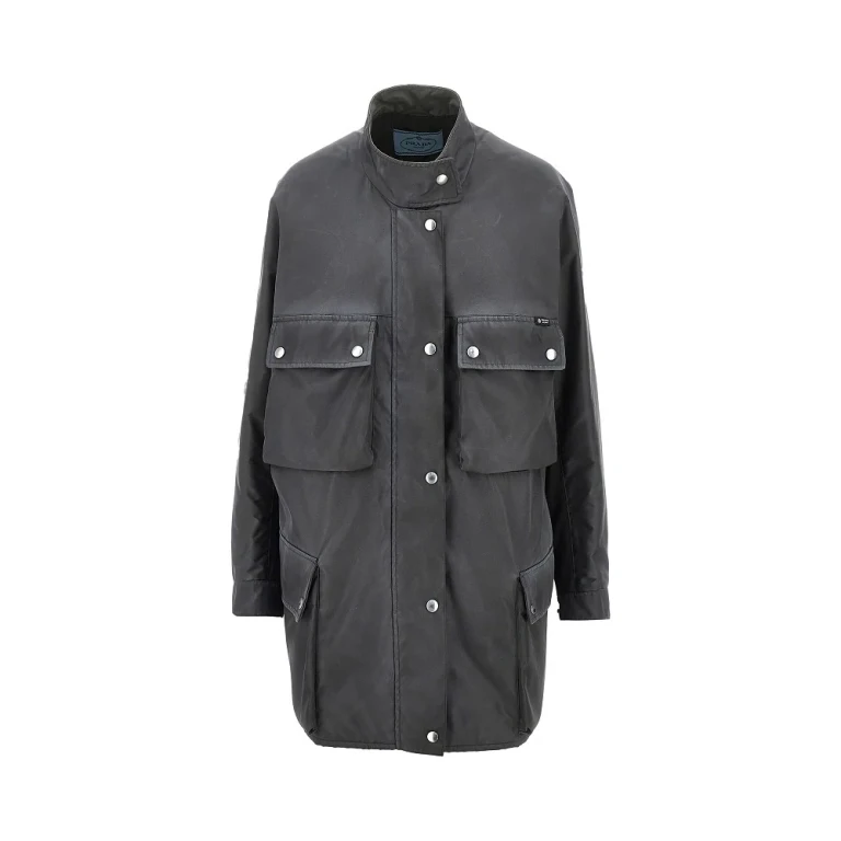 PRADA Washed Re-Nylon oversized blouson jacket Woman 40