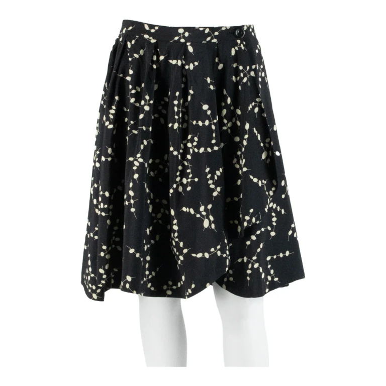 EMPORIO ARMANI Womens Pleated Skirt Black Short Spotted S