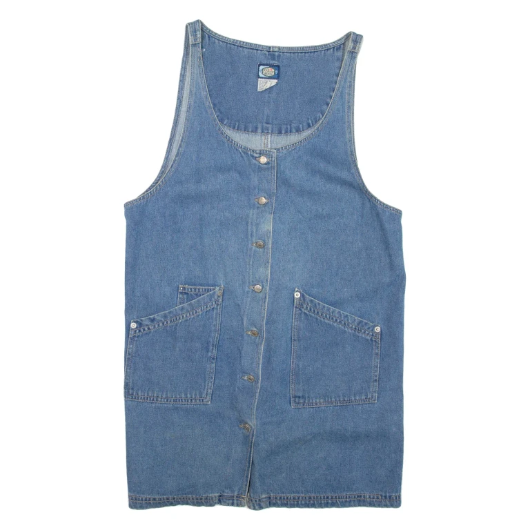 DIXIE BLUES Womens Shift Dress Blue Denim Sleeveless Short L