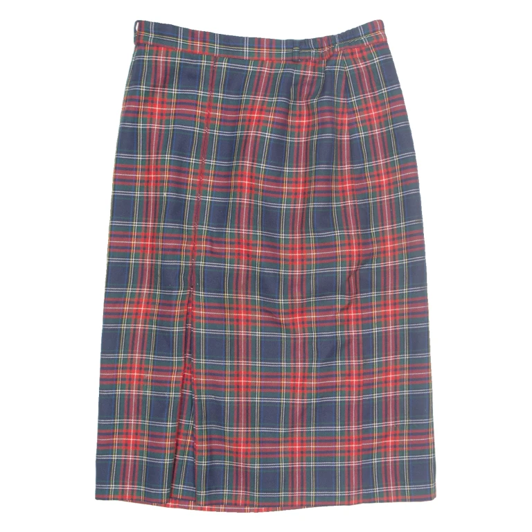 CANDA Womens Straight Skirt Red Midi Check M