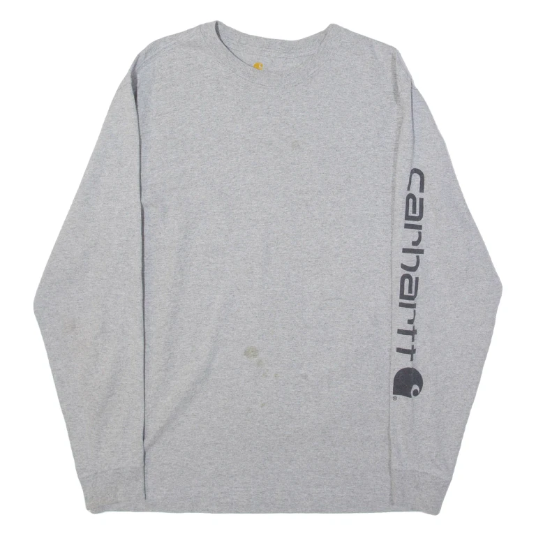 CARHARTT Mens T-Shirt Grey Long Sleeve S