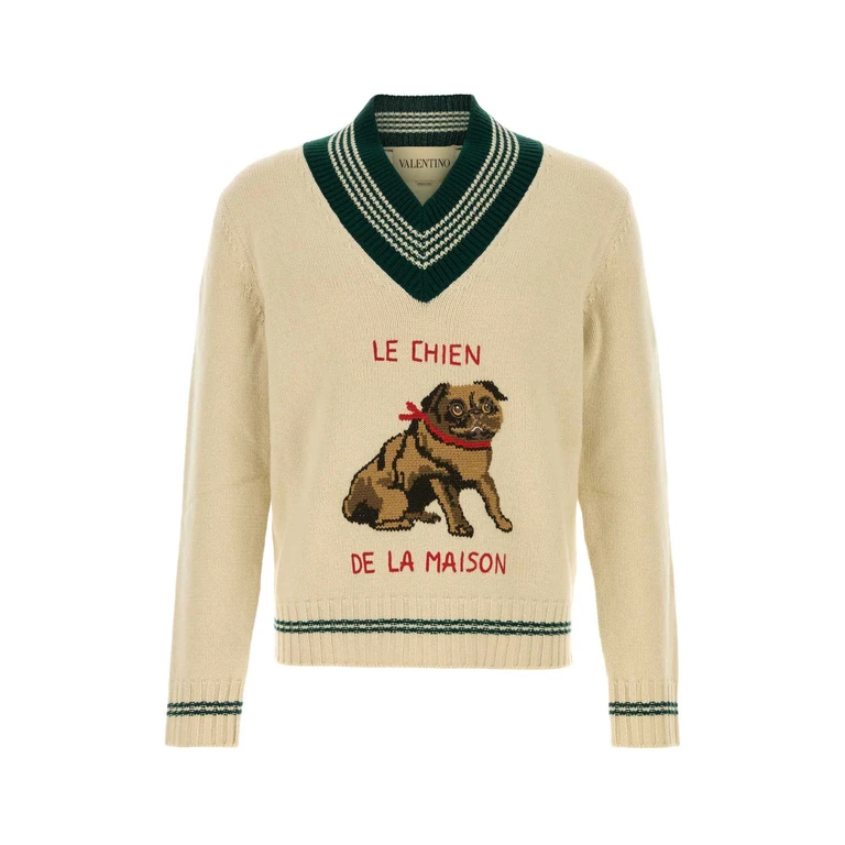 Valentino Garavani 7v3kc35eb2m 581 Burro Exterior: Wool Maglieria