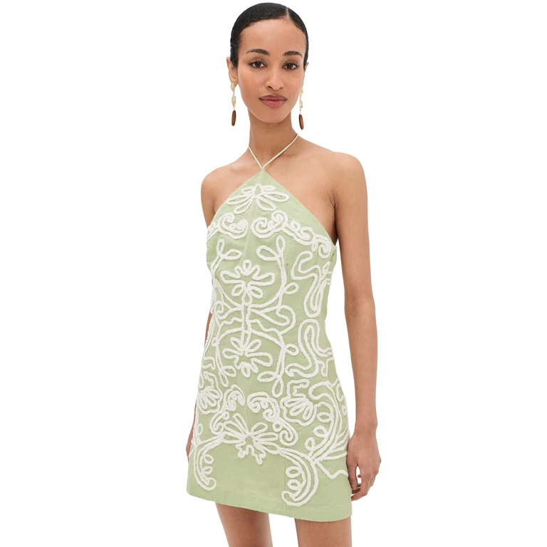 Hemant and Nandita Halter Neck Mini Dress Sage XXL