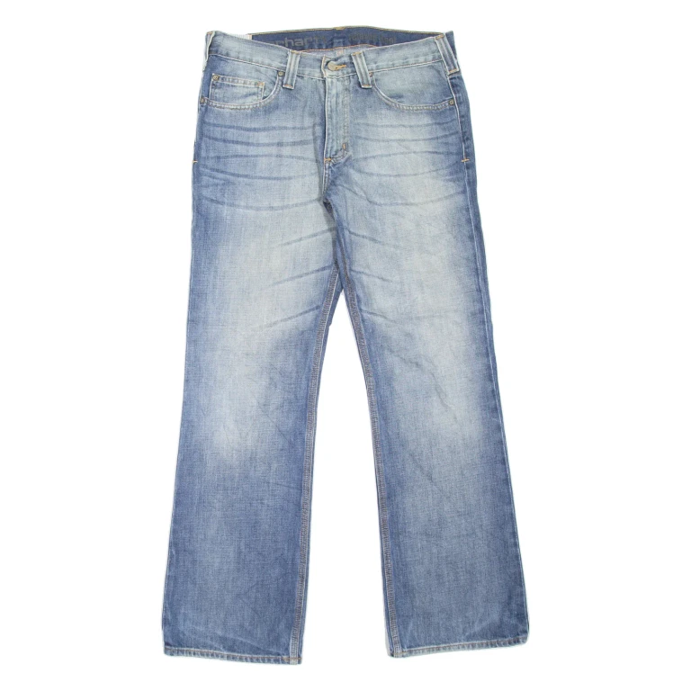 CARHARTT Workwear Mens Jeans Blue Relaxed Bootcut Stone Wash W33 L32
